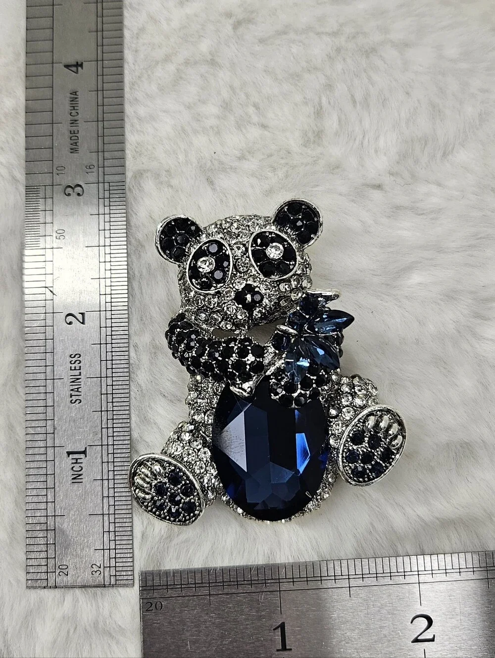 NWOT Austrian Crystal Panda Bear Brooch Pendant